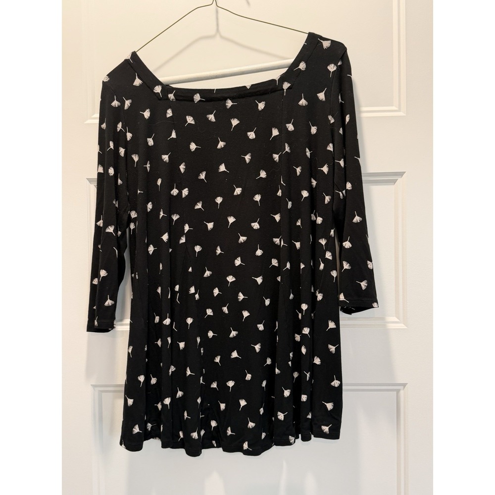 J Jill Wearever Collection Ginkgo Leaf Print Tunic Top Small - Picture 3 of 3